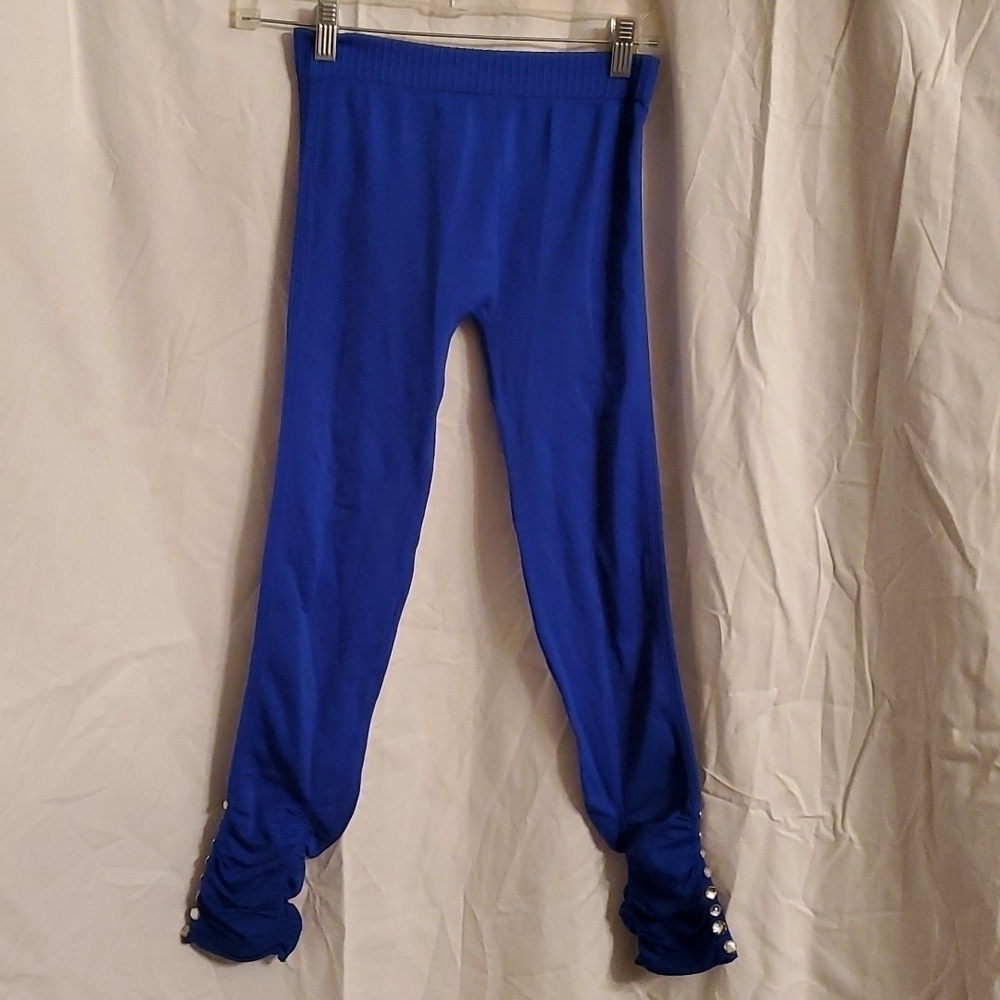 Soho Girls Leggings Size OS Rhinestones Scrunched Blue Pants